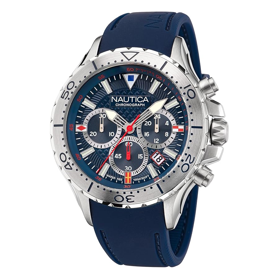 Amazon.com: Nautica Men's NST Chrono Blue Silicone Strap